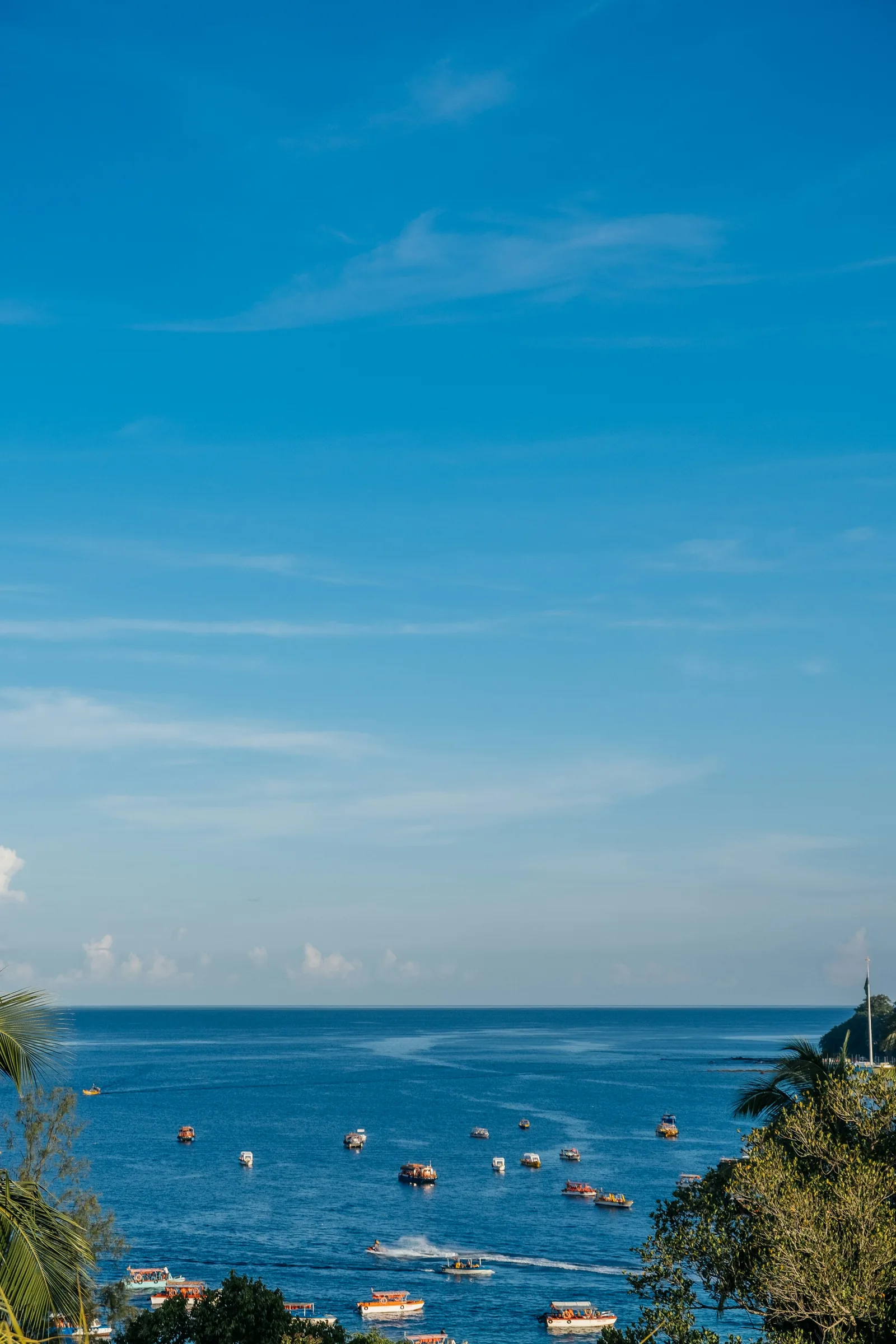 Blue sea and harbour at Port Blair
